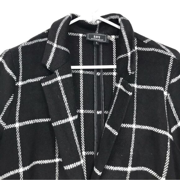 HAVE LA Black White Windowpane Plaid Soft Structure Blazer Jacket - Picture 4 of 16